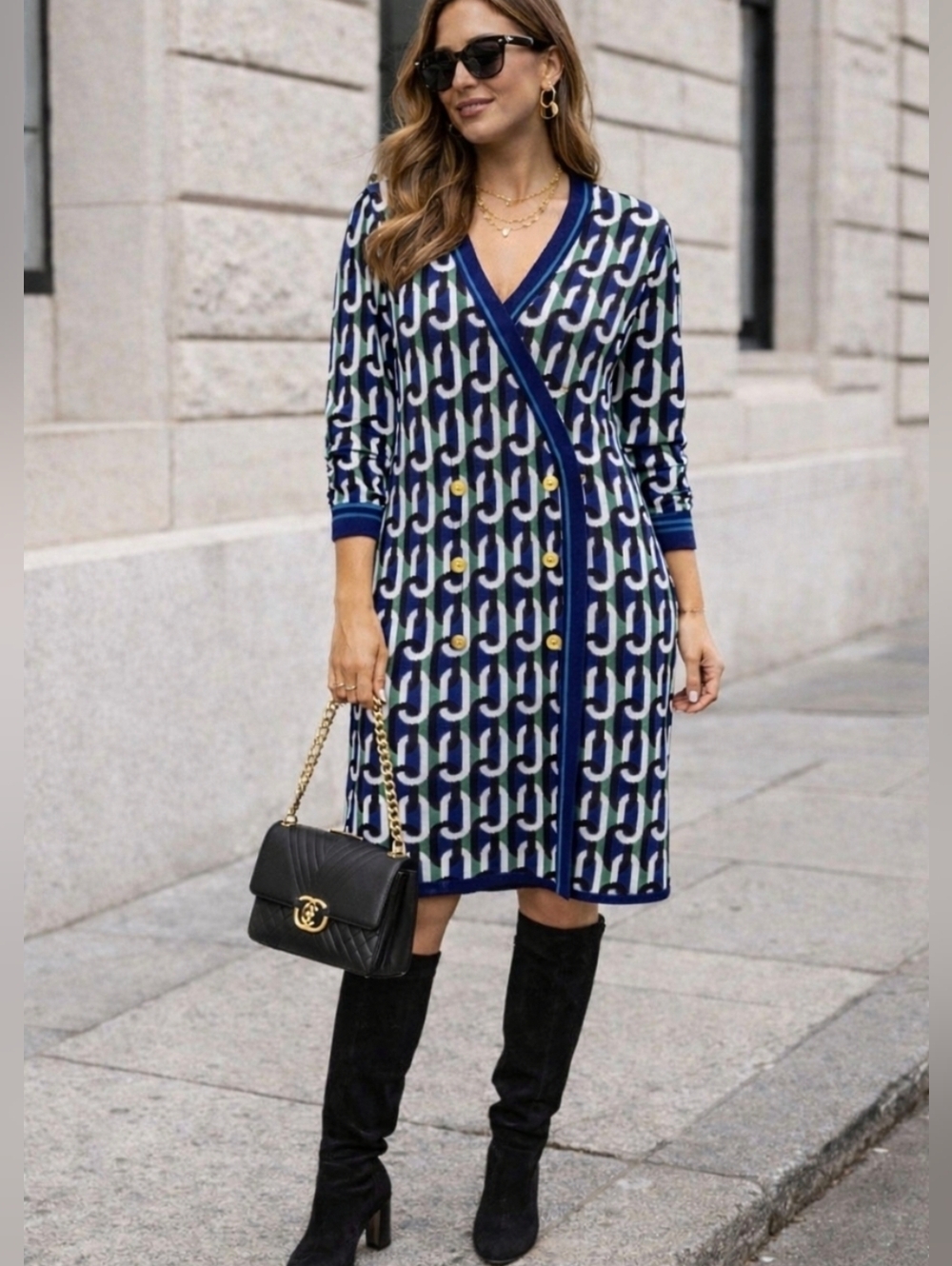 New York & Company NWOT Geometric Print Sweater Dress Sz 1X